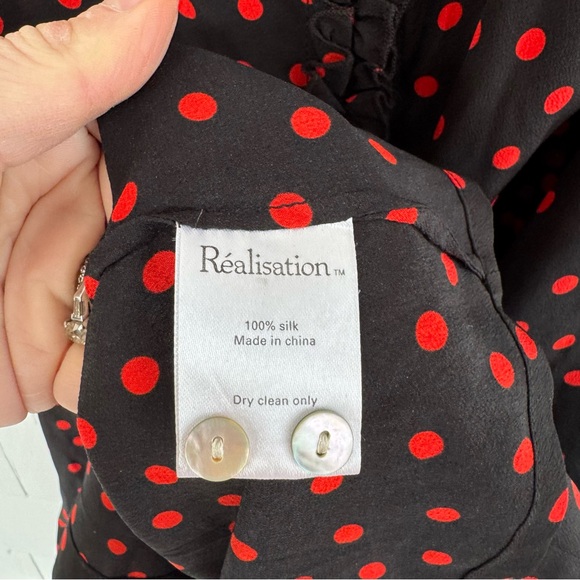 Realisation Par Juliet Silk Ruffle Button Midi Dress in Italia Spot size XS - Picture 11 of 12